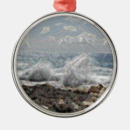Korallen und Wellen Silbernes Ornament