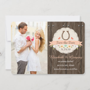 Korallen Western Hufeisen Save-the-Date-Karte Save The Date