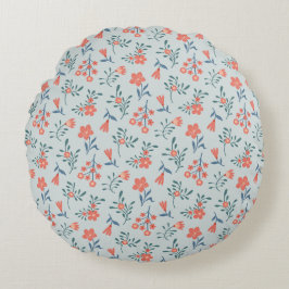 Korallen-Wiesen-Blumenmuster Rundes Kissen