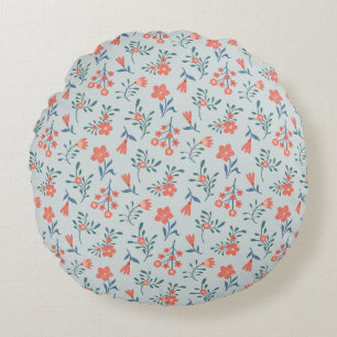 Korallen-Wiesen-Blumenmuster Rundes Kissen