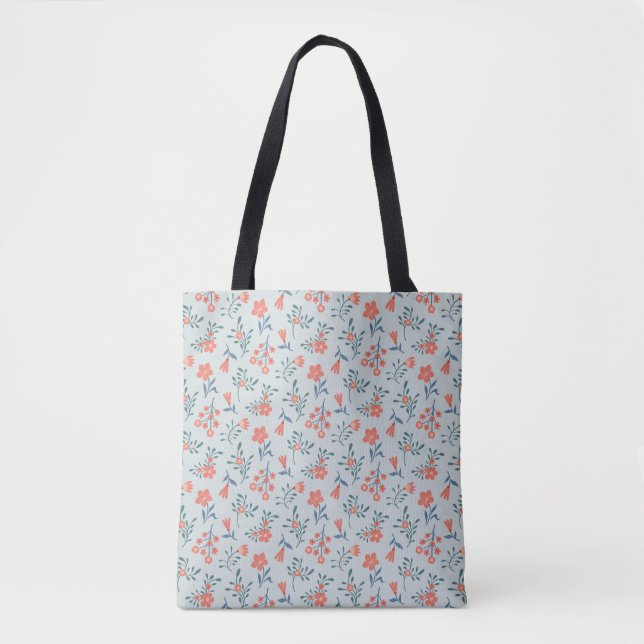 Korallen-Wiesen-Blumenmuster Tasche (Vorderseite)