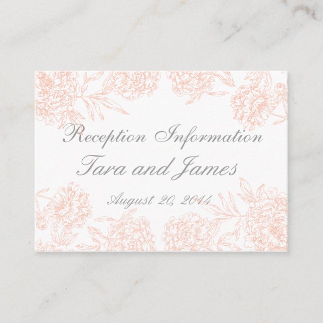 Korallenalter Hochzeitkarte Empfang Beilage Karte (Vorderseite)