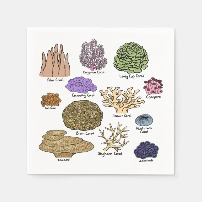 Korallenarten Serviette (Vorderseite)