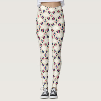 Korallenblaue Navy-Ornamentfliesenmuster Leggings