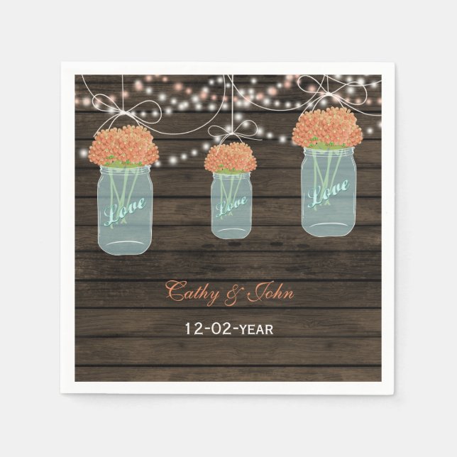 Korallenblume Glas personalisierte Hochzeitslippe Serviette (Vorderseite)