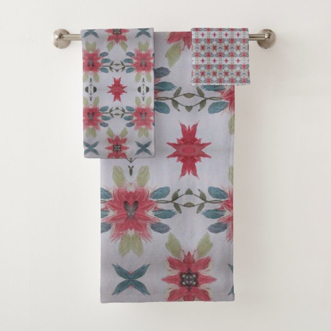 Korallenblume mit Aquamarin Badhandtuch Set (Insitu)