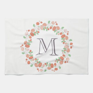 Korallenblumenmonogramm Geschirrtuch