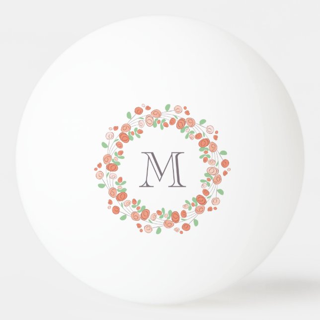 Korallenblumenmonogramm Tischtennisball (Vorderseite)