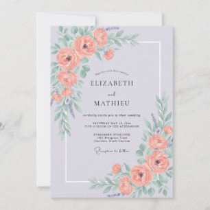 Korallenblüten-Malerische Hochzeit Einladung