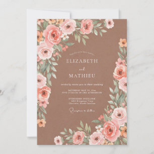 Korallenblüten Romantische Hochzeit Einladung