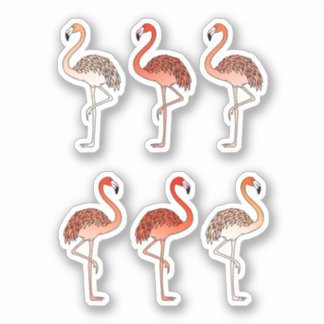 Korallenfarbene Flamingos Aufkleber