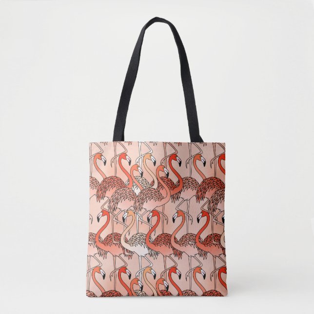 Korallenfarbene Flamingos Tasche (Vorderseite)