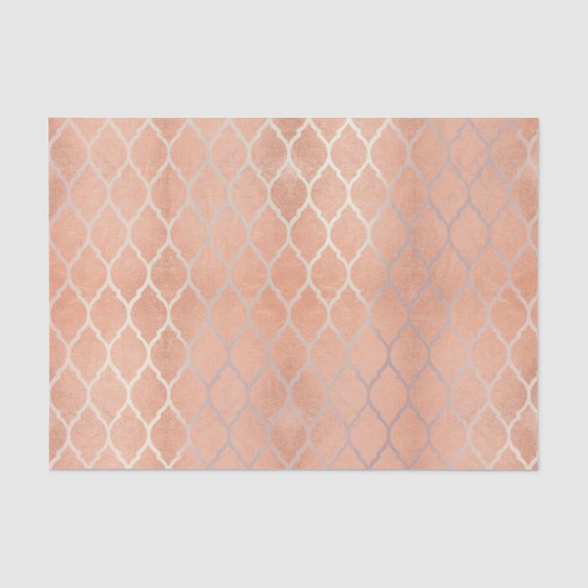 Korallenflechte Rose Gold Metallische Blütenpfirsi Seidenpapier (Vorderseite)