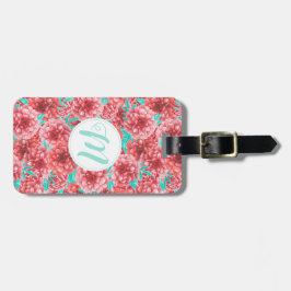 Korallenflorale Muster und Monogramm Gepäckanhänger