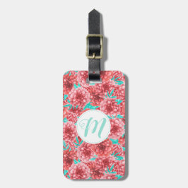Korallenflorale Muster und Monogramm Gepäckanhänger