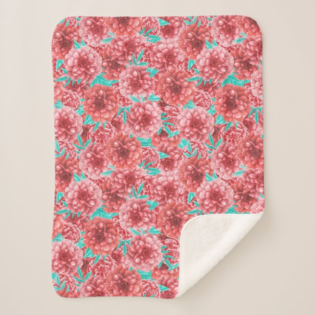 Korallenfloralmuster Sherpadecke (Vorderseite)
