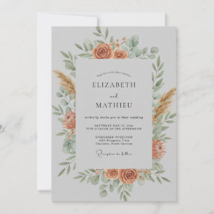 Korallenförmiger botanischer Kranz zur Hochzeit Einladung