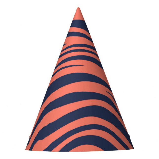 Korallenglamouröse Tiger Streifen Tierdrucken Partyhütchen (Vorderseite)