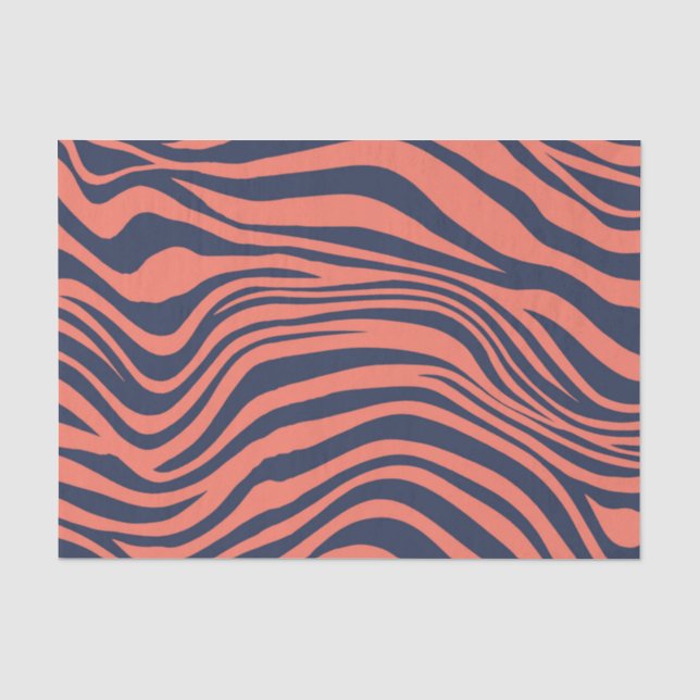 Korallenglamouröse Tiger Streifen Tierdrucken Seidenpapier (Vorderseite)