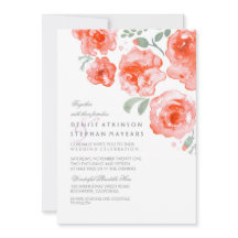 Korallenhochzeit - Einladungen zu Aquarellfarben
