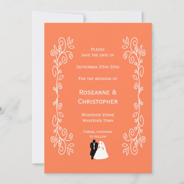 Korallenhochzeit speichert die Datumskarte Save The Date (Vorderseite)