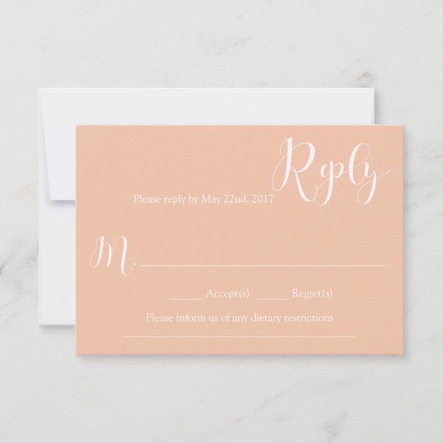 Korallenhochzeitkarte RSVP Karte (Vorderseite)