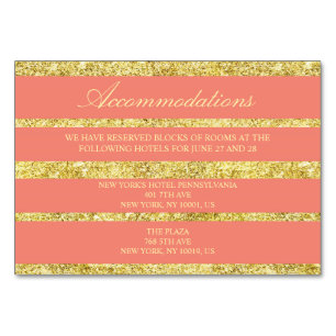 Korallenhochzeitkarten Gold Foil Effekt Tischnummer