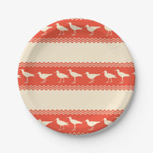 Korallenküste Sandpiper Bird Stripes Pappteller