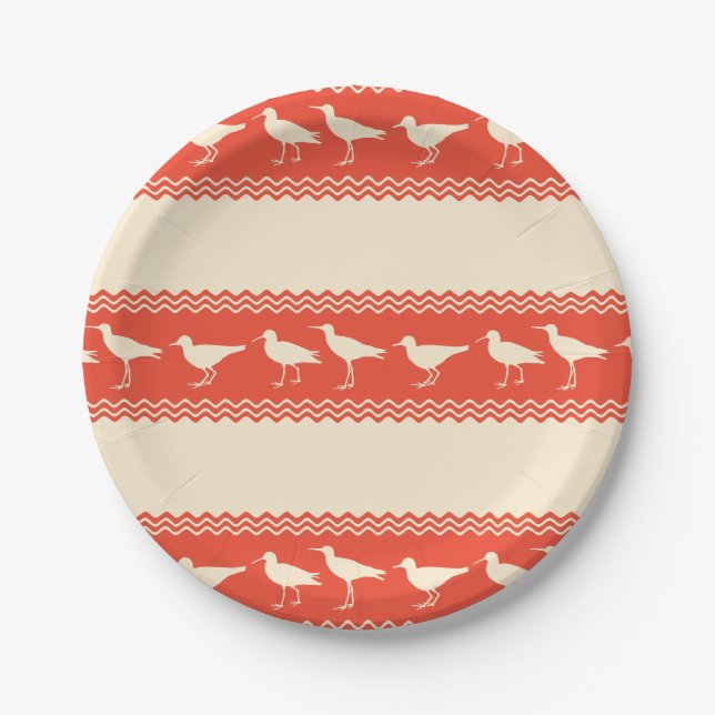 Korallenküste Sandpiper Bird Stripes Pappteller (Vorderseite)