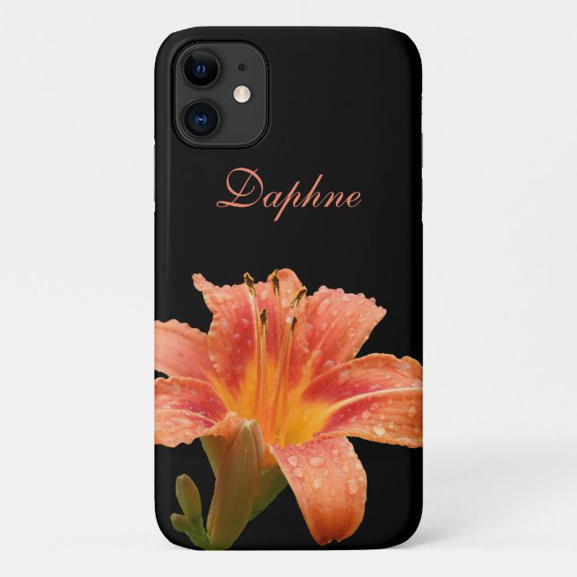 Korallenlilie auf schwarz *Personalize* Case-Mate iPhone Hülle (Rückseite)