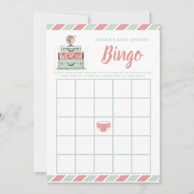 Korallenminze Baby Dusche Bingo Spiel Einladung (Vorderseite)
