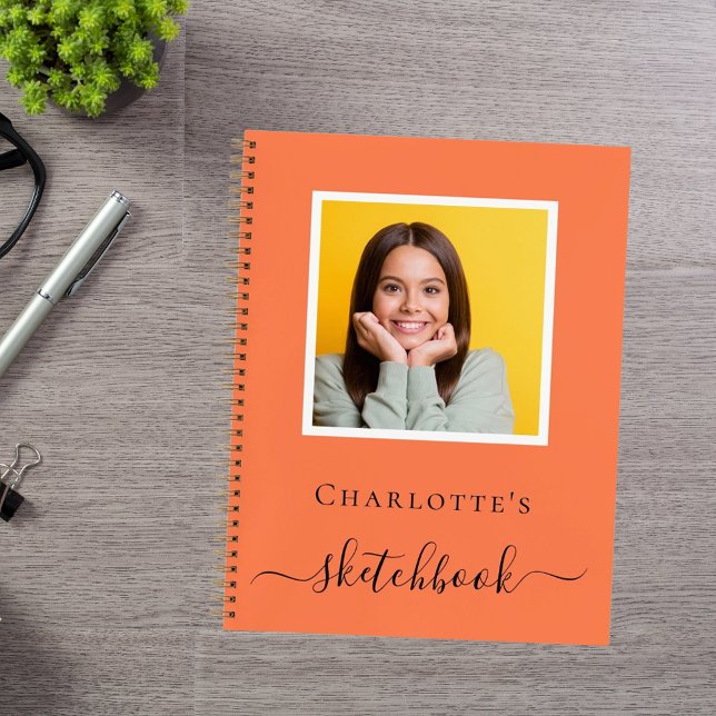 Korallenorange-Foto-Typografie Notizbuch (Von Creator hochgeladen)