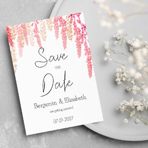 Korallenorange Rosa elegante Blumen Save the Date Einladung