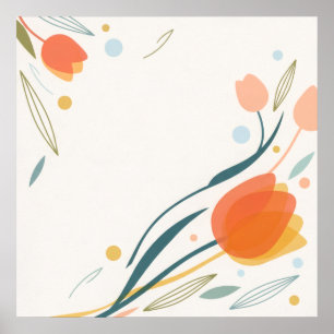 Korallenorange Tulpen Moderne Minimale Florale Pos Poster
