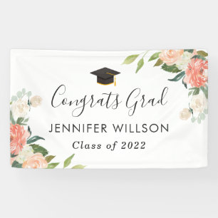 Korallenpfirsiche Glückwunsch Grad Graduation Par Banner