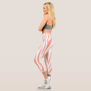 Korallenpfirsiche Streifen Zebra Muster Trendy Capri Leggings