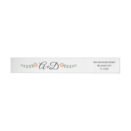 Korallenpfirsichhochzeit Blume und Initialen