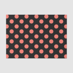 Korallenpolka-Punkte auf schwarz Seidenpapier