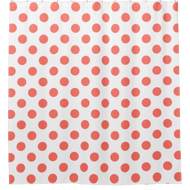 Korallenpolka-Punkte auf weiß Duschvorhang (Vorderseite)