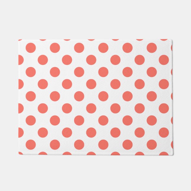 Korallenpolka-Punkte auf weiß Fußmatte (Vorderseite)