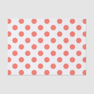 Korallenpolka-Punkte auf weiß Seidenpapier