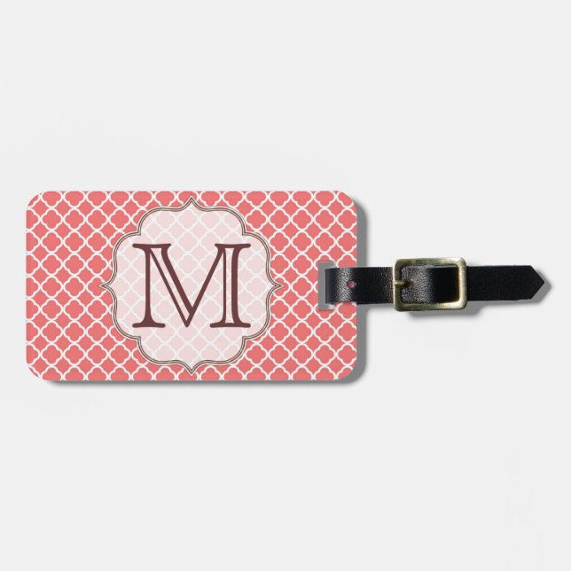 Korallenquaterfolie Latti Monogram Gepäckanhänger (Vorderseite horizontal)