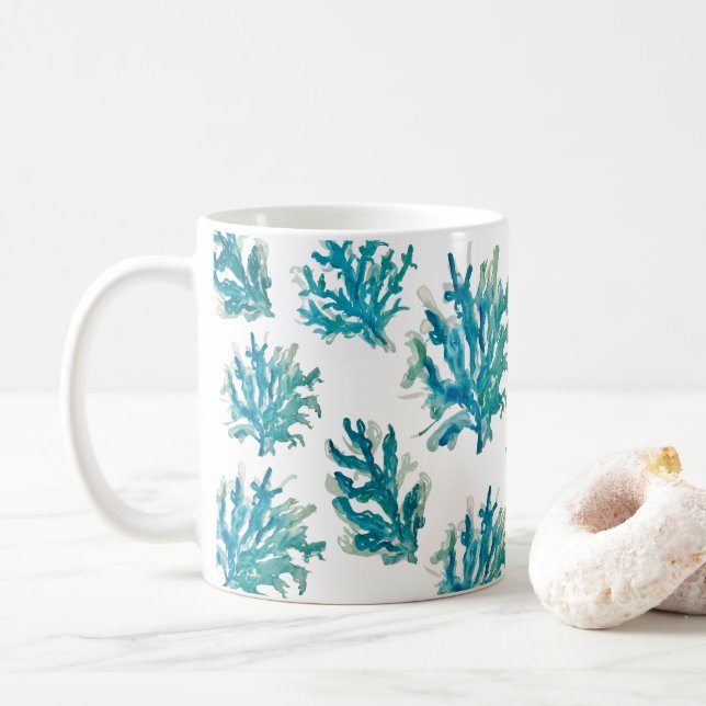 Korallenriff Blaue Küste Leben Kaffeetasse (Mit Donut)