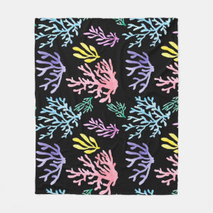 Korallenriff Elegante: Wasserfarben-Muster Fleecedecke