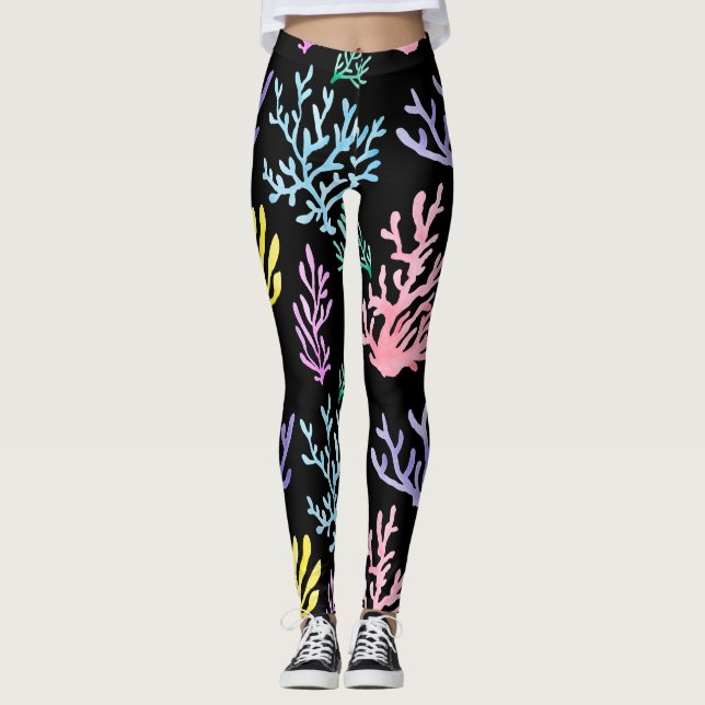 Korallenriff Elegante: Wasserfarben-Muster Leggings (Vorderseite)