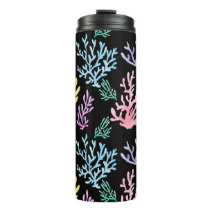 Korallenriff Elegante: Wasserfarben-Muster Thermosbecher