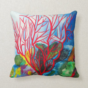 Korallenriff-Great Barrier Reef Aquarellkunst Kissen