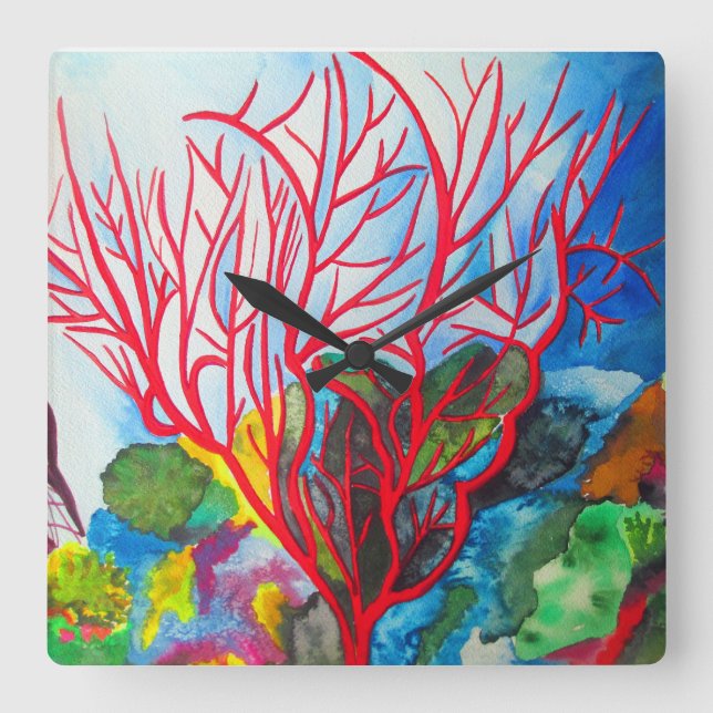 Korallenriff Great Barrier Reef Kunst Quadratische Wanduhr (Vorderseite)