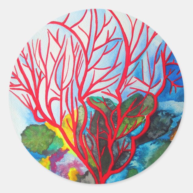 Korallenriff Great Barrier Reef Kunst Runder Aufkleber (Vorderseite)