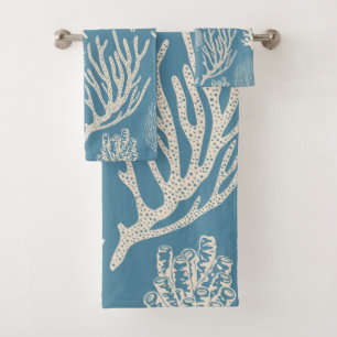 Korallenriff in Blau Badhandtuch Set